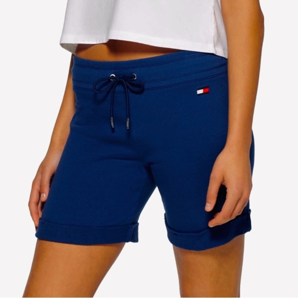 Tommy Hilfiger | Drawstring Cotton-Blend Athletic Shorts in Navy Size Small